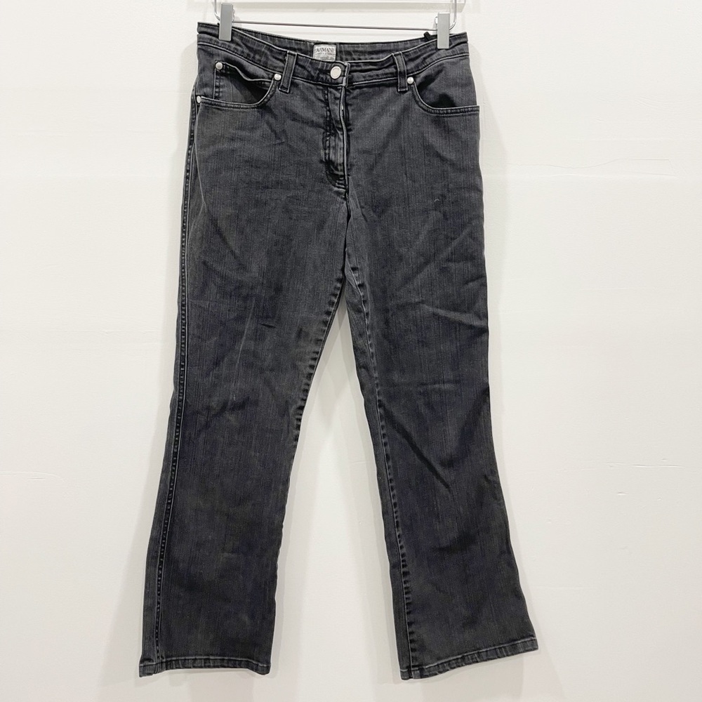 Armani Collezioni Washed Black Jeans Size 10 Made In Italy